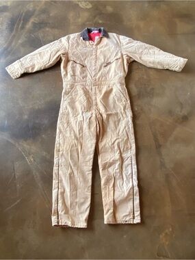 VTG 90s Dickies Faded Duck Canvas Beige Insulated Work Coverall Jumpsuit